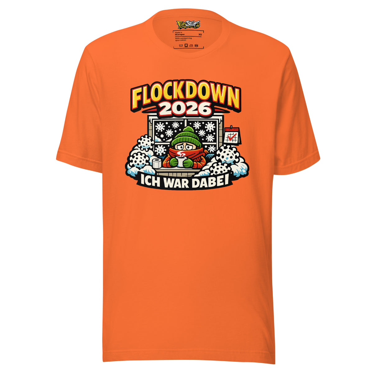 Flockdown 2026 – Ich war dabei – Unisex T-Shirt – orange, Vorderansicht
