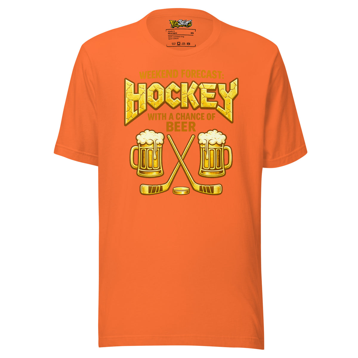 Weekend Forecast: Hockey with a Chance of Beer – Unisex T-Shirt – orange, Vorderansicht