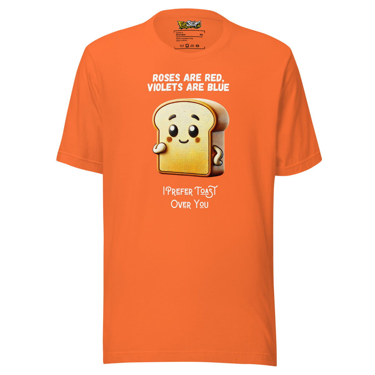 Roses Are Red – I Prefer Toast Over You – Unisex T-Shirt – orange, Vorderansicht