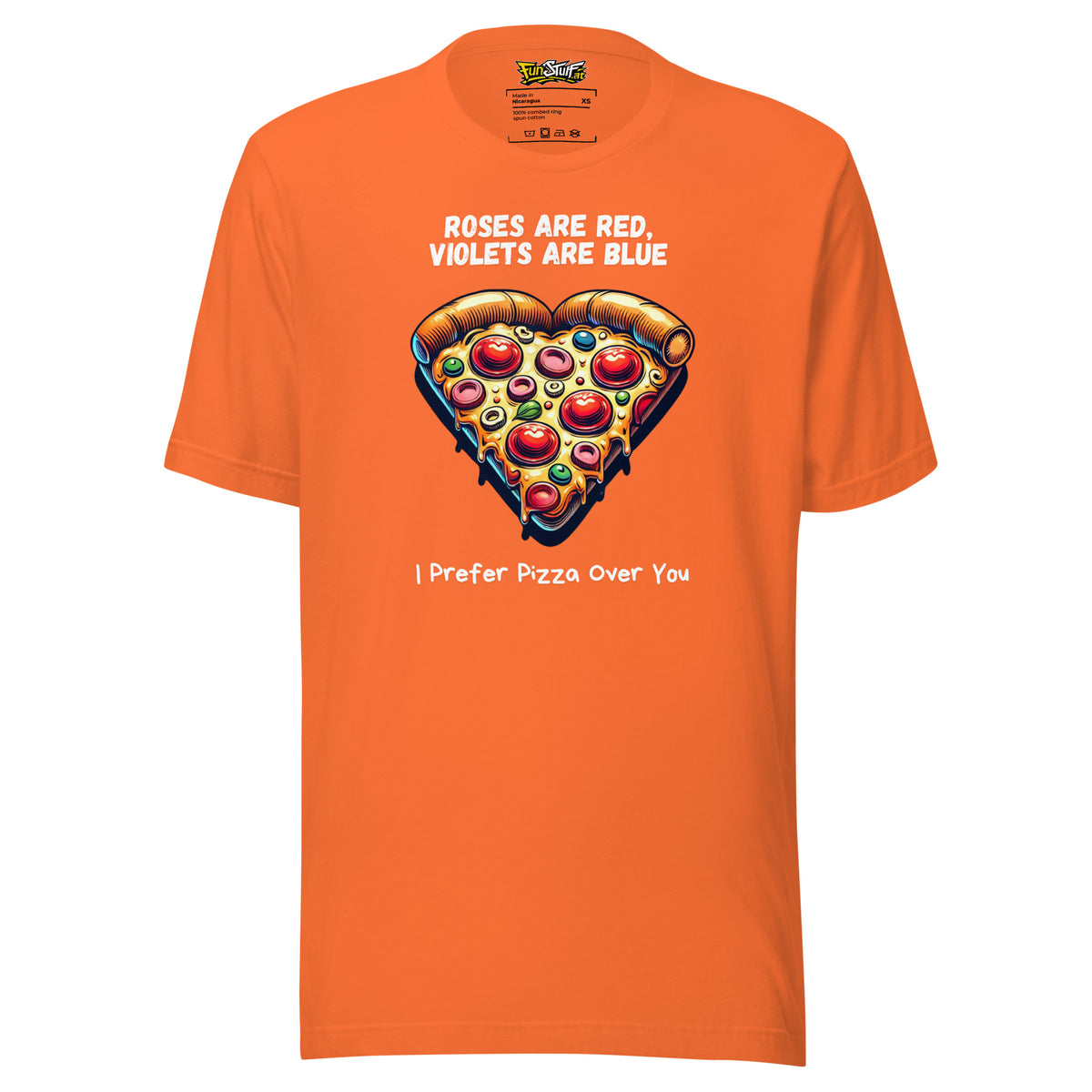 Roses Are Red – I Prefer Pizza Over You – Unisex T-Shirt – orange, Vorderansicht