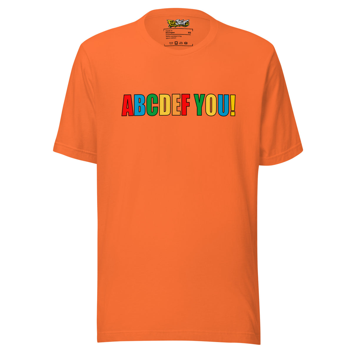 ABCDEF YOU! – Unisex T-Shirt – orange, Vorderansicht
