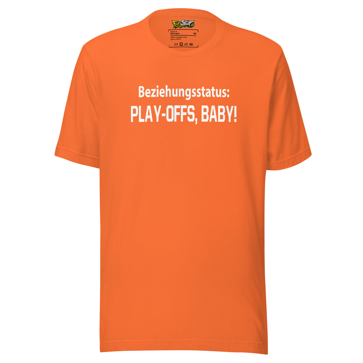 Beziehungsstatus: Play-Offs, Baby! – Unisex T-Shirt – orange, Vorderansicht