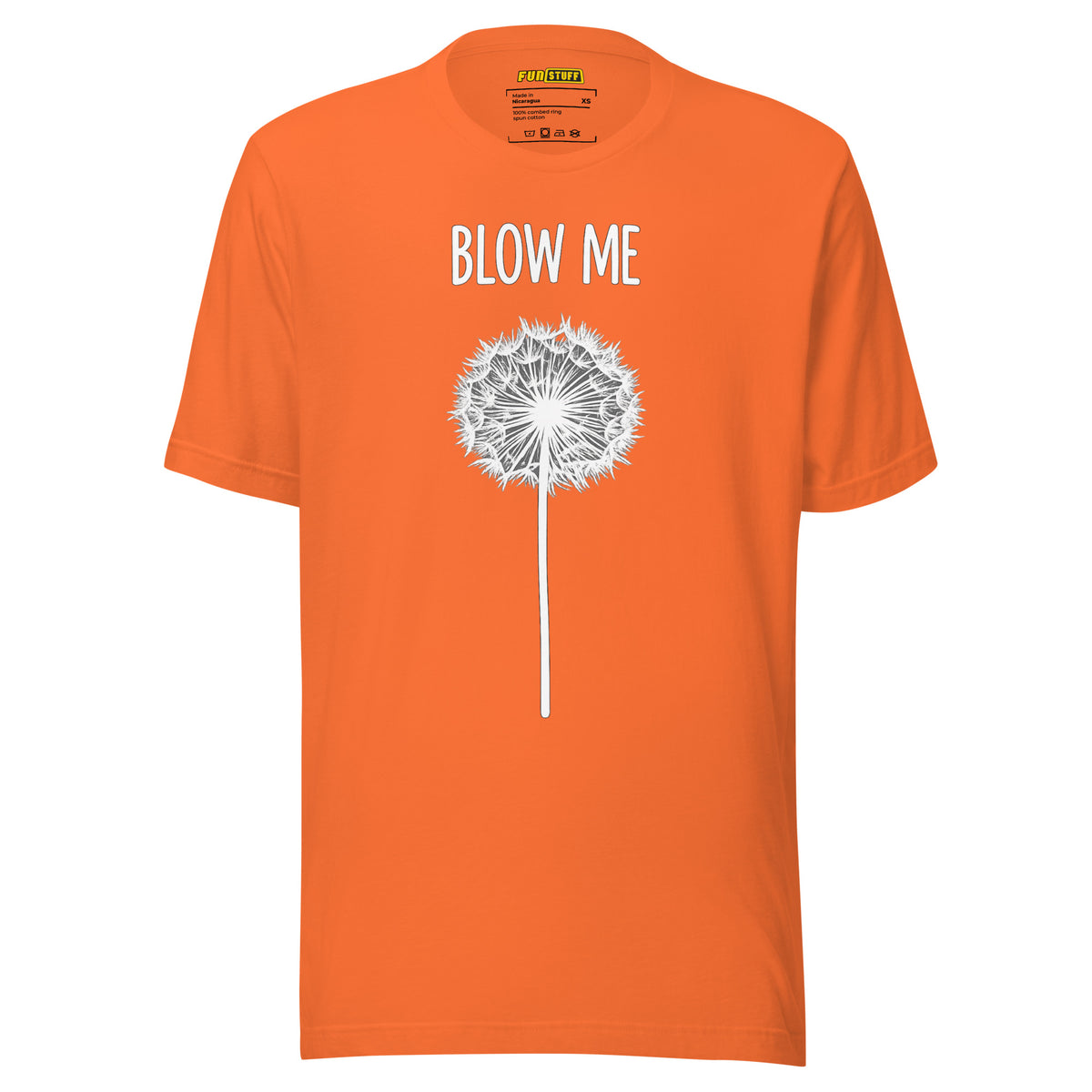Blow Me – Pusteblume – Unisex T-Shirt – orange, Vorderansicht