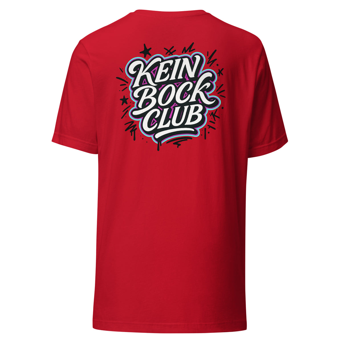 Kein Bock Club – Unisex T-Shirt Backprint – rot, Rückansicht