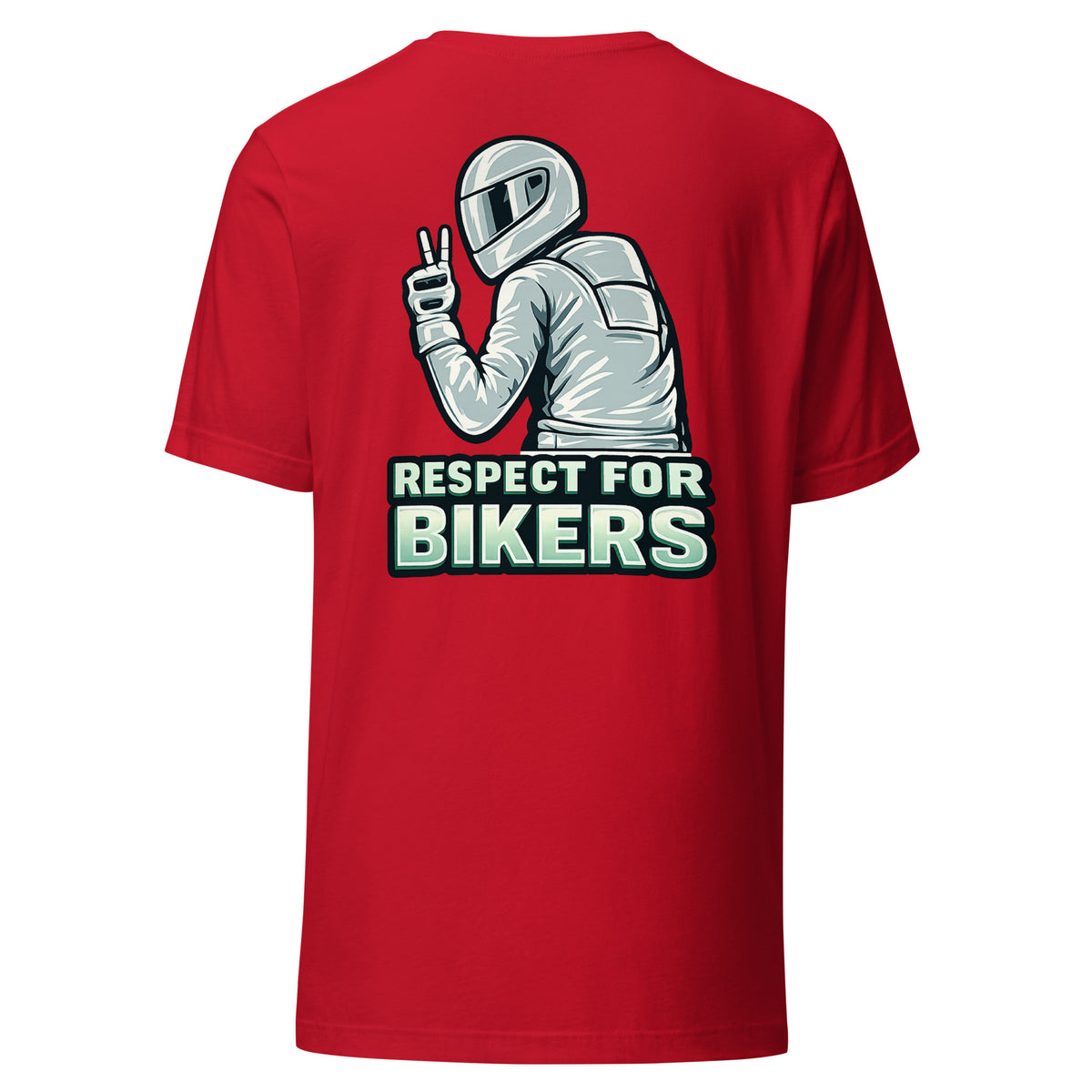 Respect for Bikers – Unisex T-Shirt (Backprint) – rot, Rückansicht