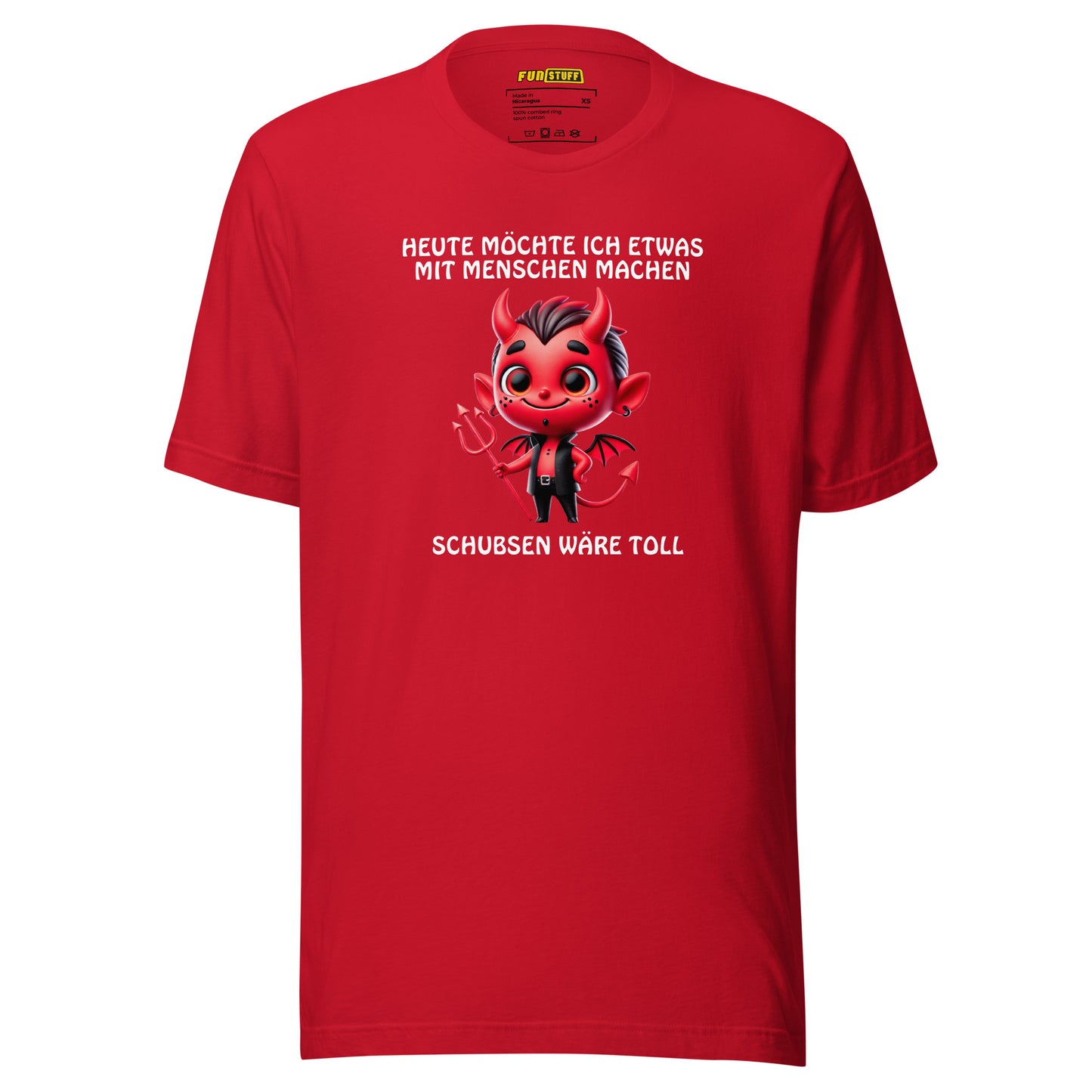Schubsen wäre toll – Teufel-Shirt mit Haltungsschaden
