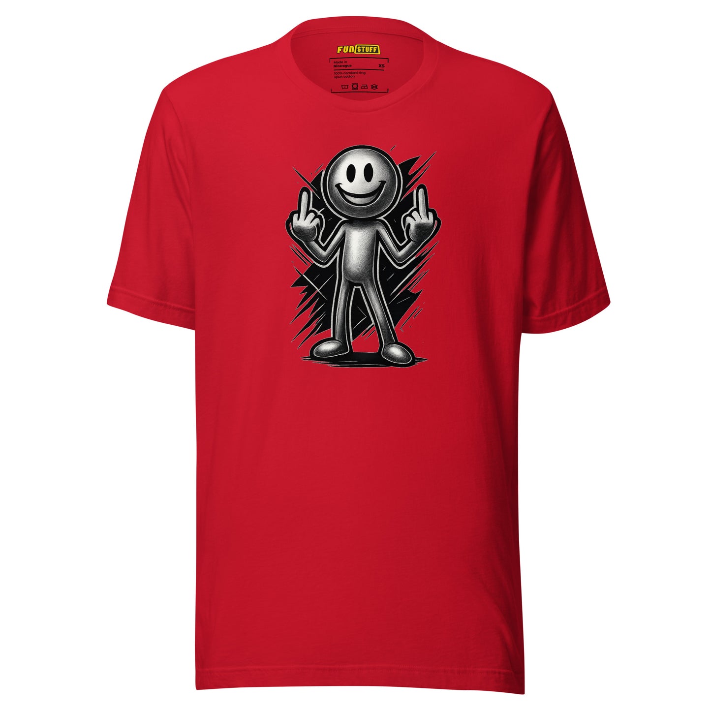 Smiley mit Haltung – Doppelter Mittelfinger – Unisex T-Shirt