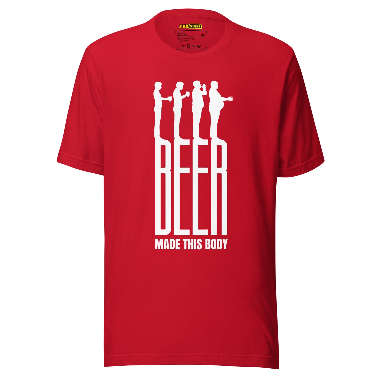 Beer Made This Body – Evolution im Krug – Unisex T-Shirt