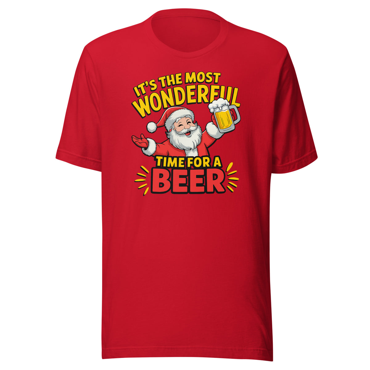 It’s the Most Wonderful Time for a Beer – Unisex T-Shirt – rot, Vorderansicht