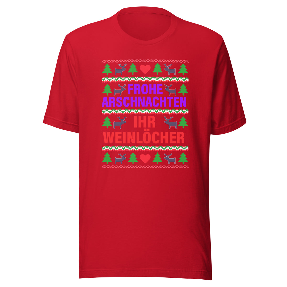 Frohe Arschnachten – Unisex T-Shirt – rot, Vorderansicht