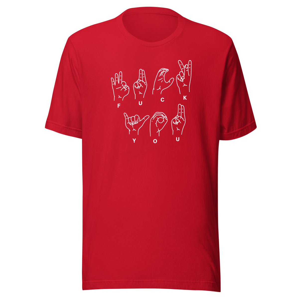 Fuck You Handsign Unisex T-Shirt – rot, Vorderansicht