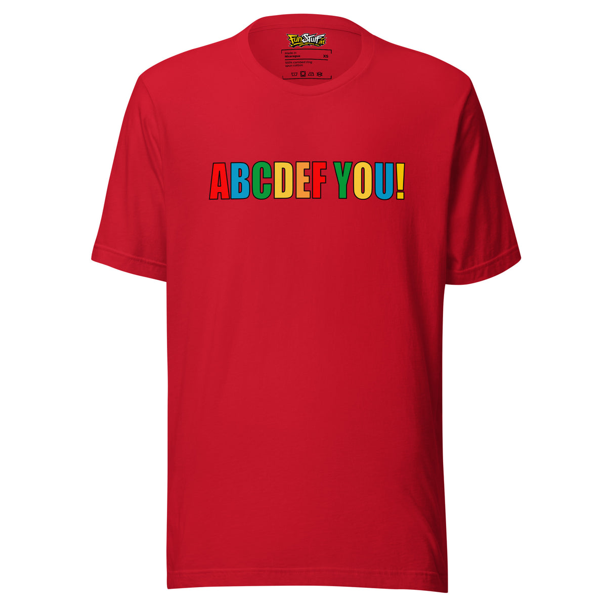ABCDEF YOU! – Unisex T-Shirt – rot, Vorderansicht