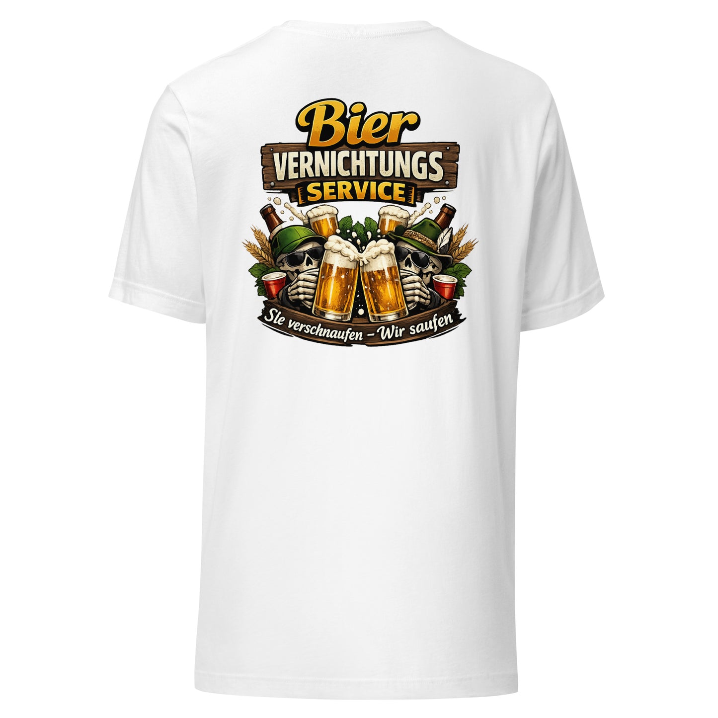 Beer Destruction Service – Backprint Unisex T-Shirt