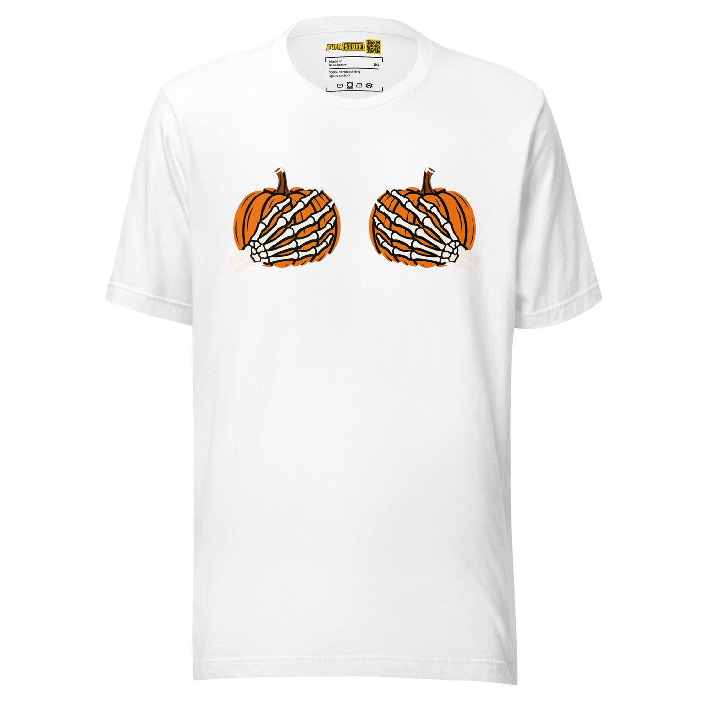 Pumpkin Boobs – Halloween Shirt mit Skeletthänden