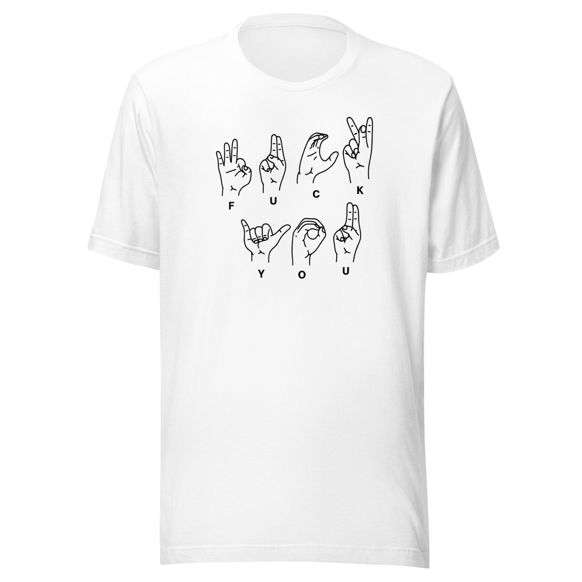 Fuck You Handsign Unisex T-Shirt – weiß, Vorderansicht