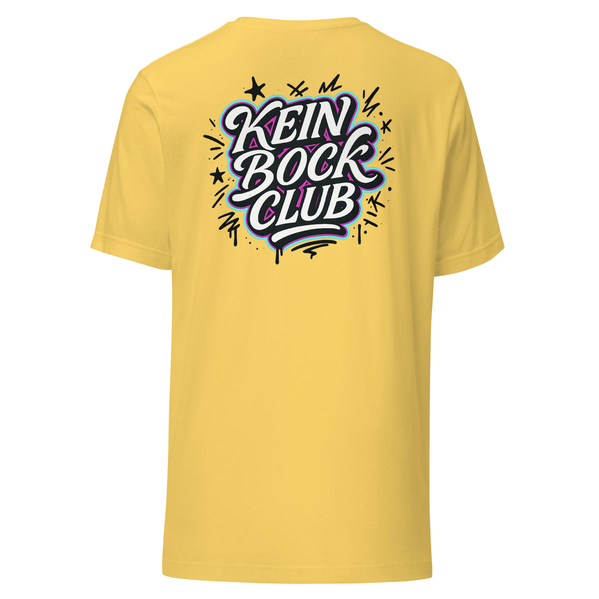 Kein Bock Club – Unisex T-Shirt Backprint – gelb, Rückansicht