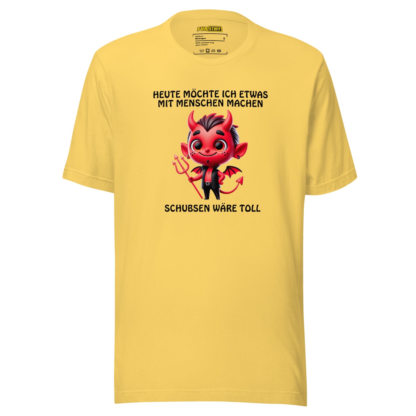 Schubsen wäre toll – Teufel-Shirt mit Haltungsschaden
