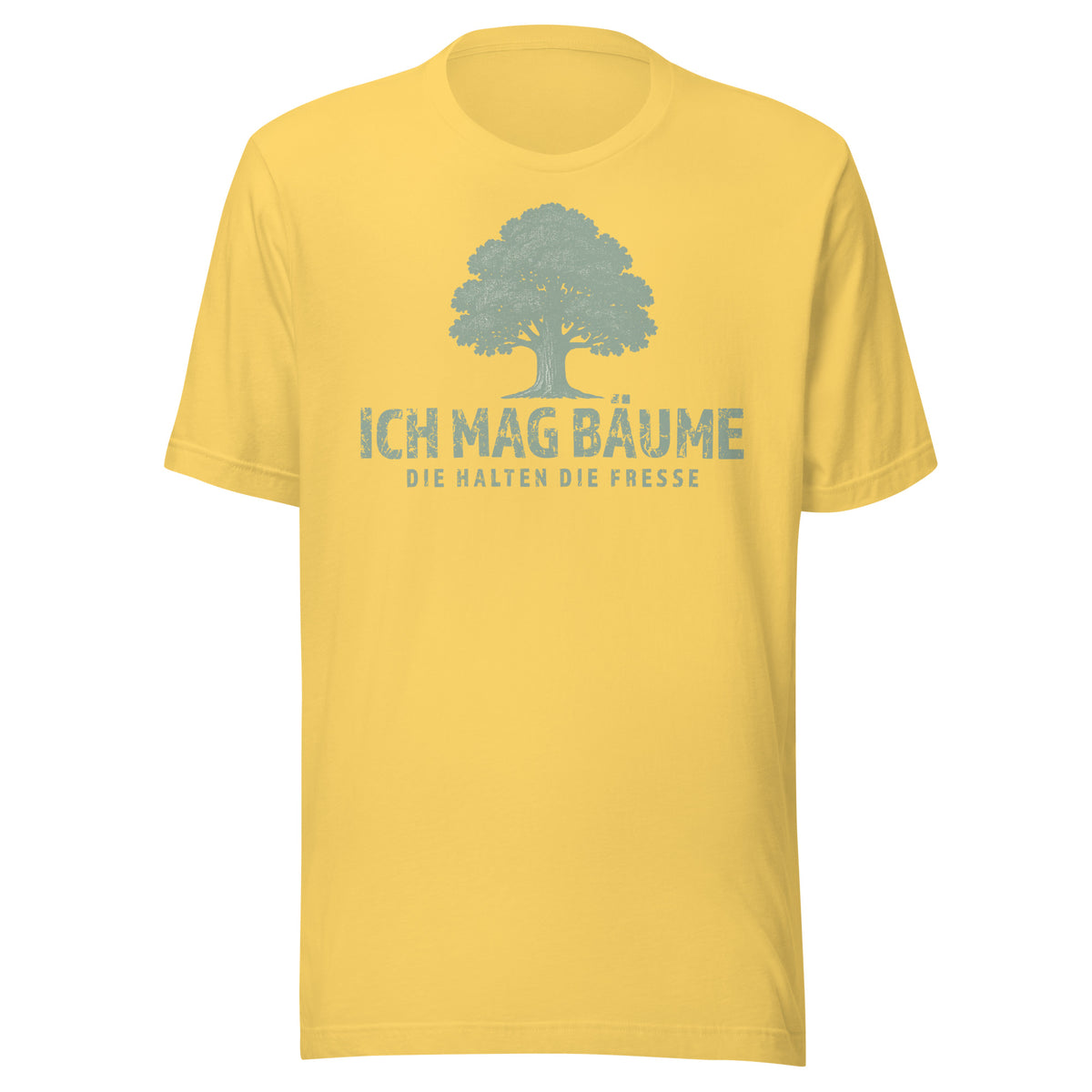 Ich mag Bäume – Die halten die Fresse – Unisex T-Shirt – gelb, Vorderansicht