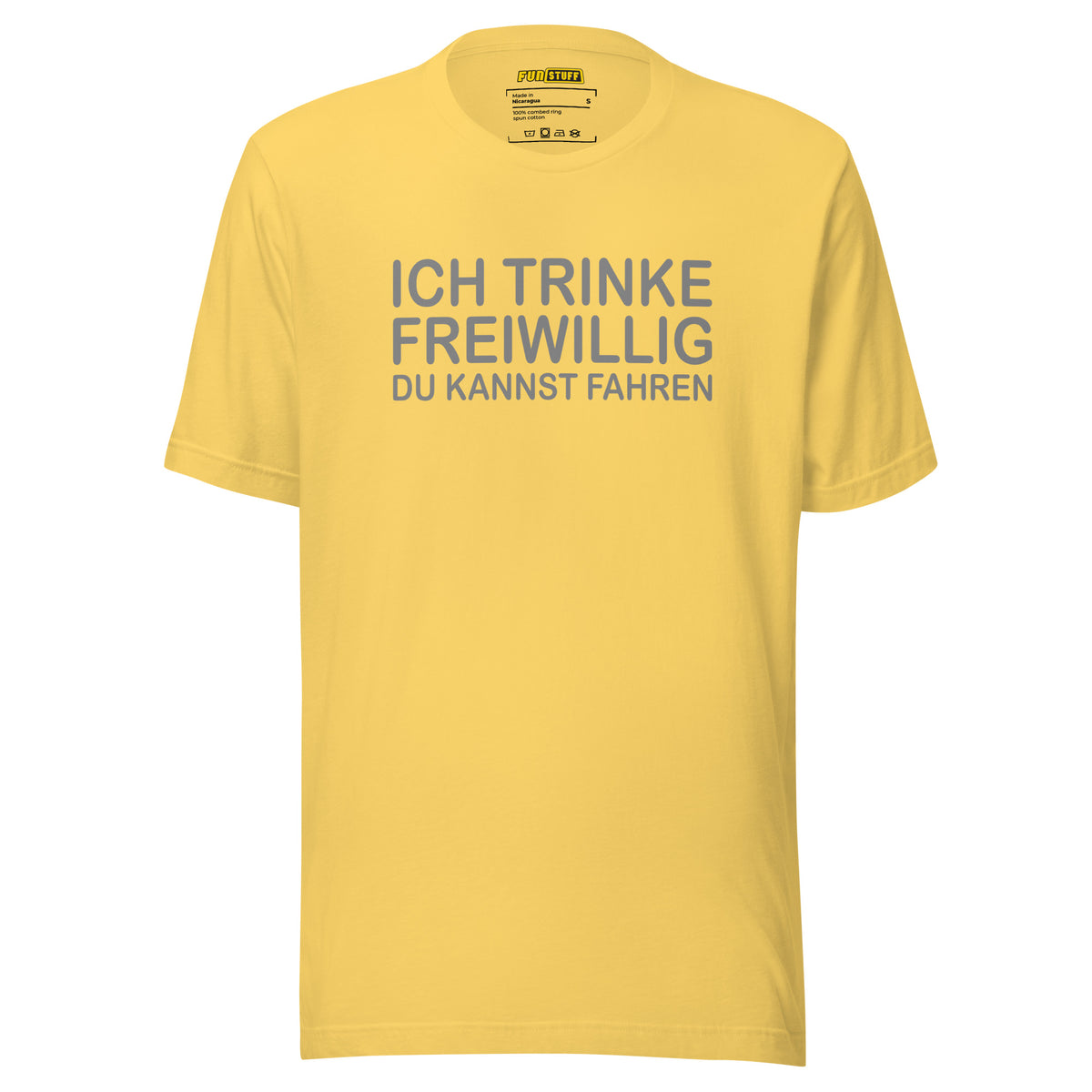 Ich trinke freiwillig – Unisex T-Shirt – gelb, Vorderansicht