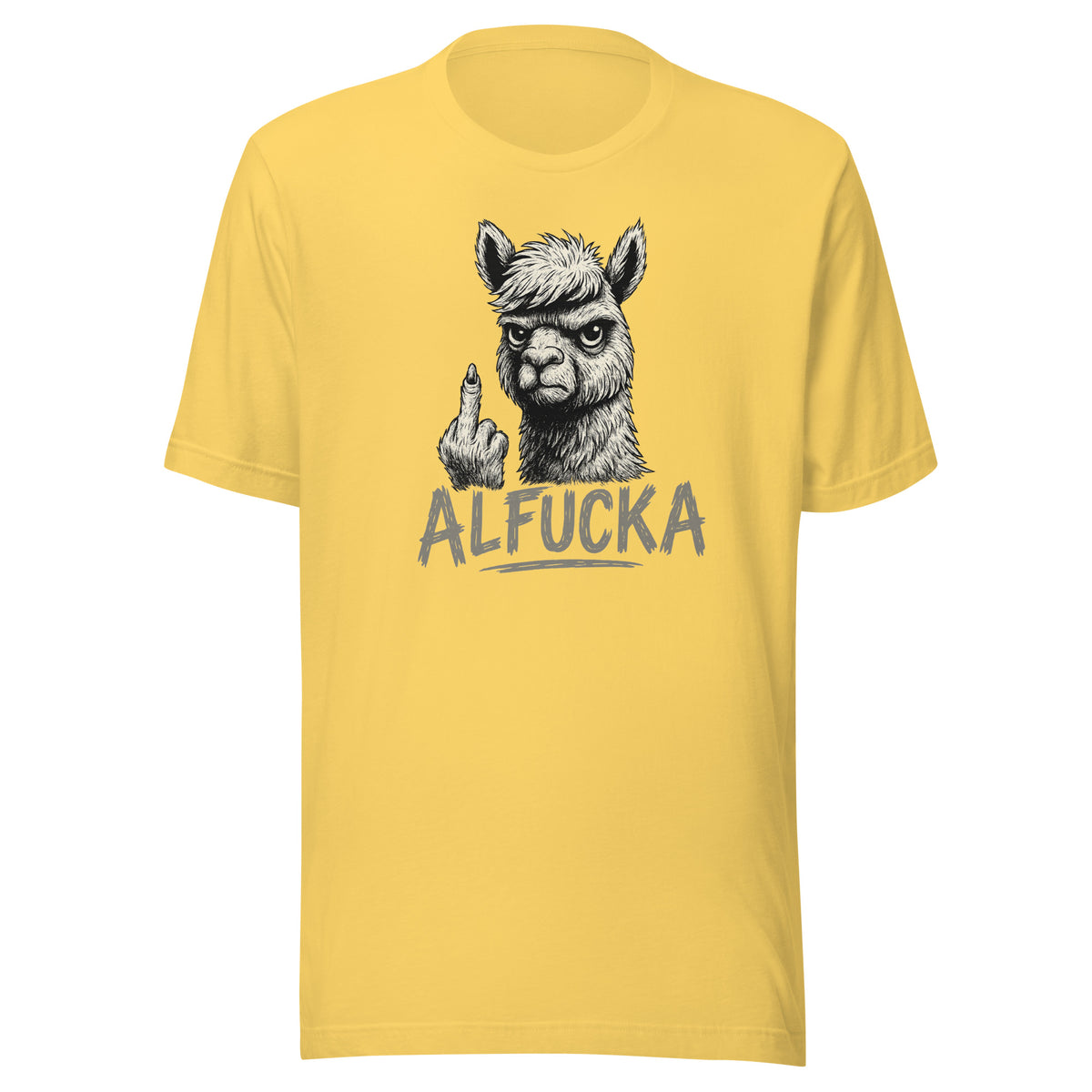 Alfucka – Unisex T-Shirt – gelb, Vorderansicht