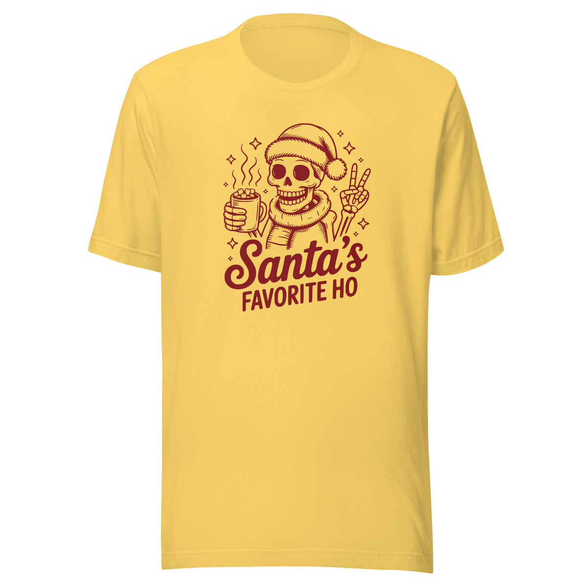 Santa’s Favorite Ho – Unisex T-Shirt – gelb, Vorderansicht