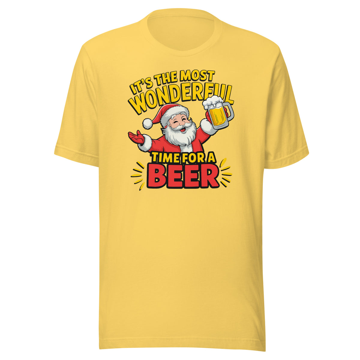 It’s the Most Wonderful Time for a Beer – Unisex T-Shirt – gelb, Vorderansicht