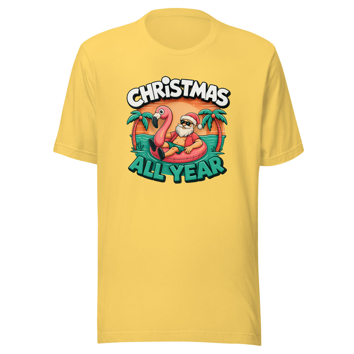 Christmas All Year – Unisex T-Shirt – gelb, Vorderansicht