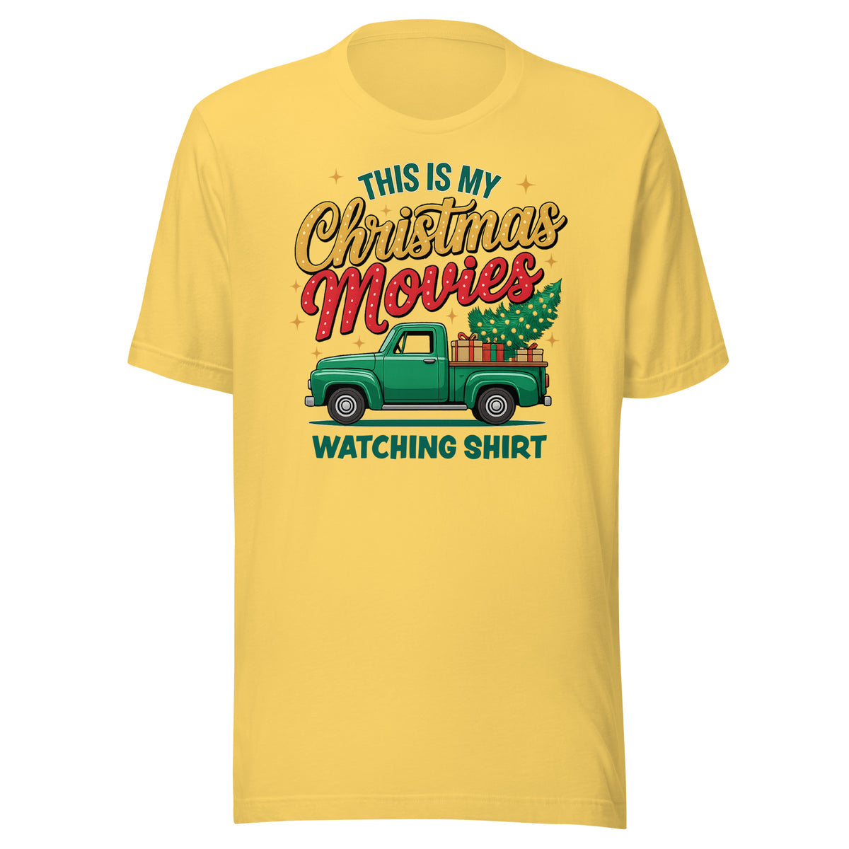 This Is My Christmas Movies Watching Shirt – Unisex T-Shirt – gelb, Vorderansicht