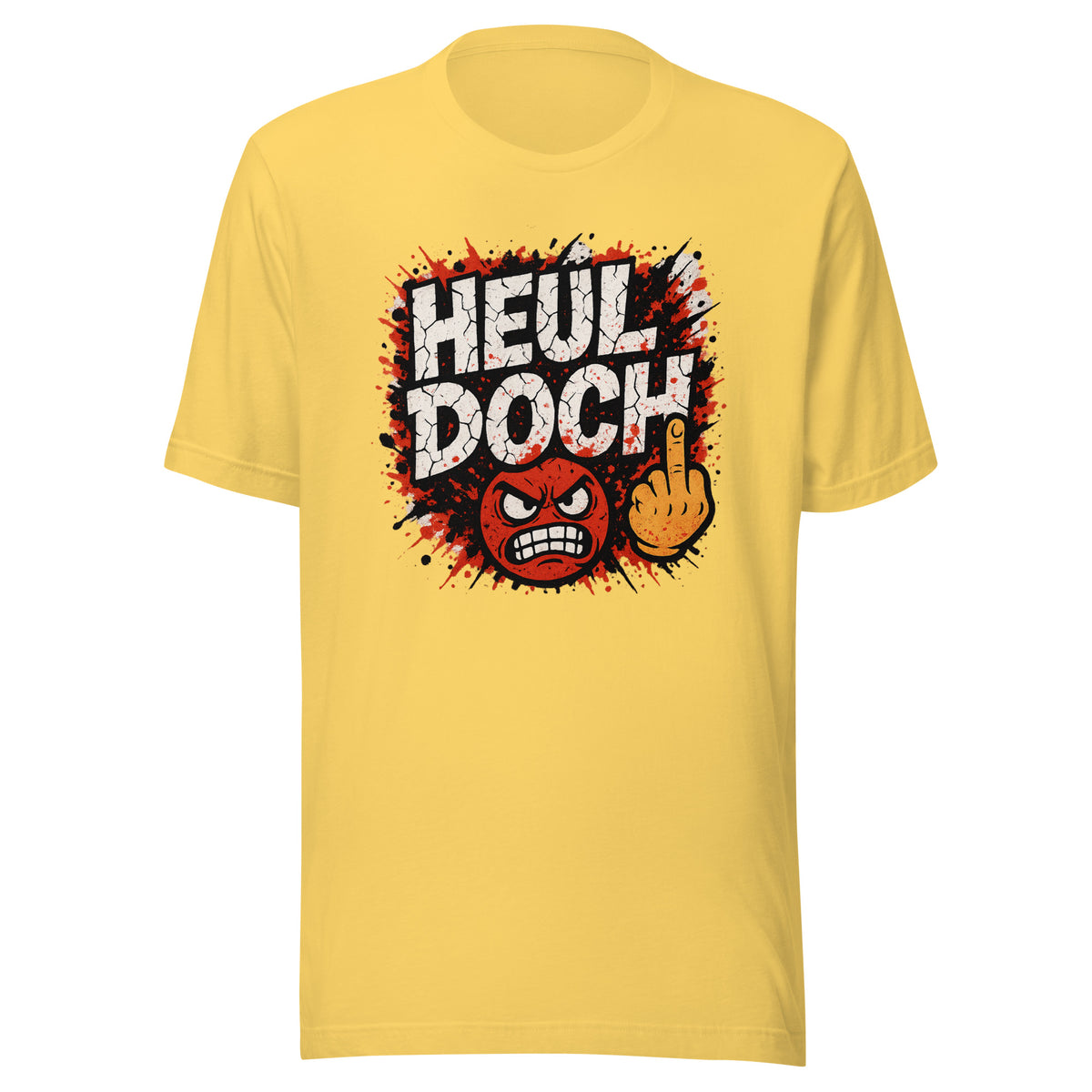Heul doch – Unisex T-Shirt – gelb, Vorderansicht