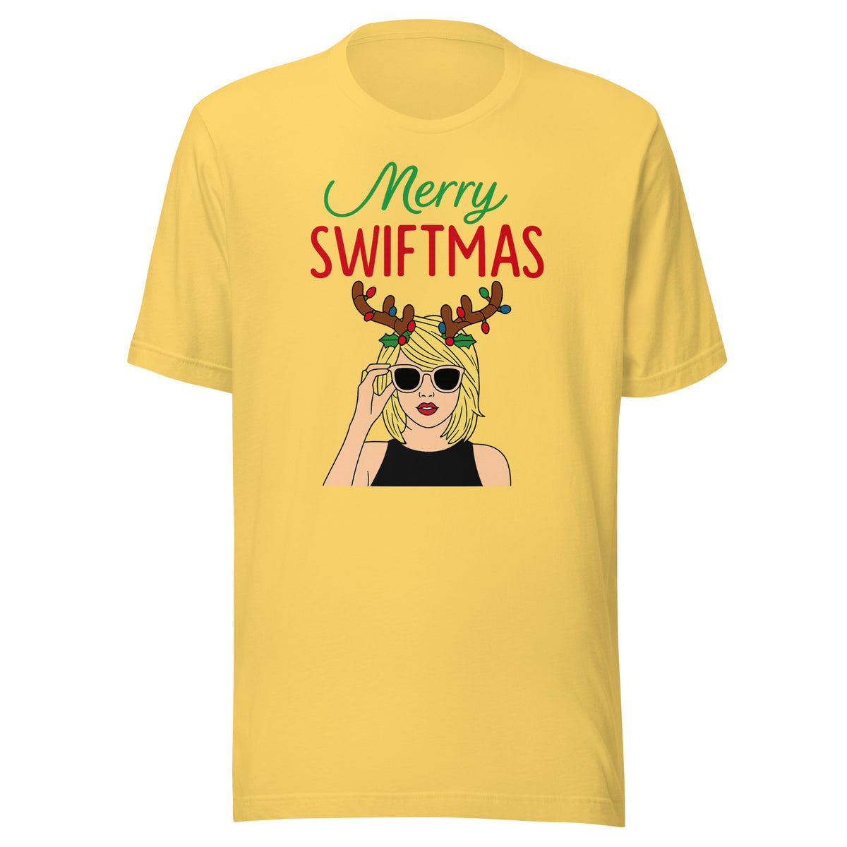 Merry Swiftmas Unisex T-Shirt – gelb, Vorderansicht