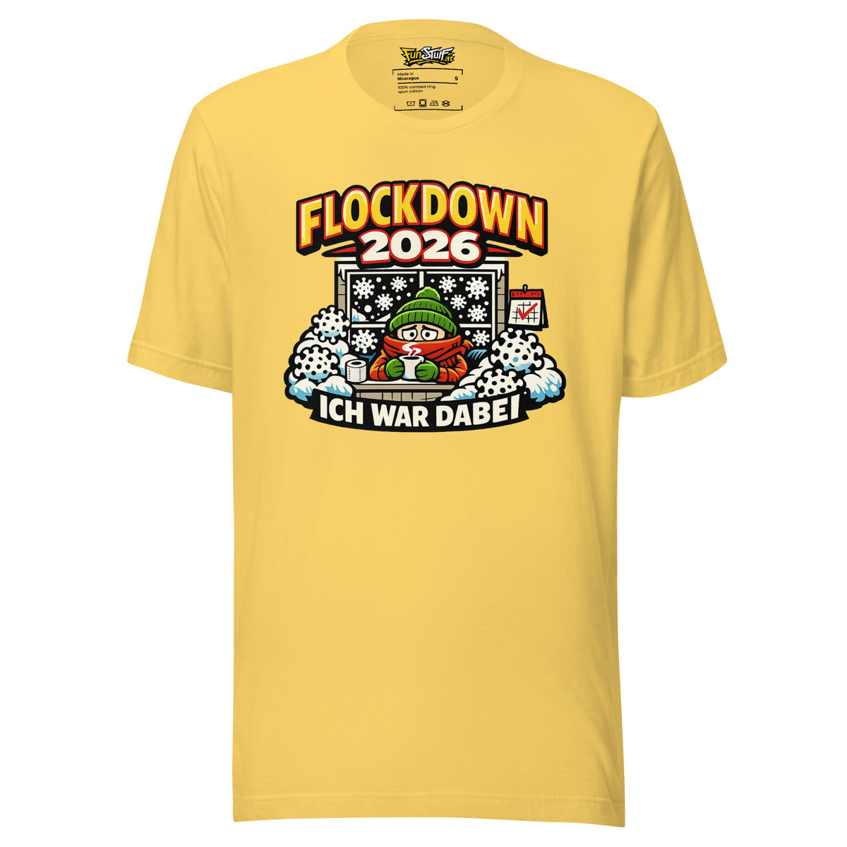 Flockdown 2026 – Ich war dabei – Unisex T-Shirt – gelb, Vorderansicht