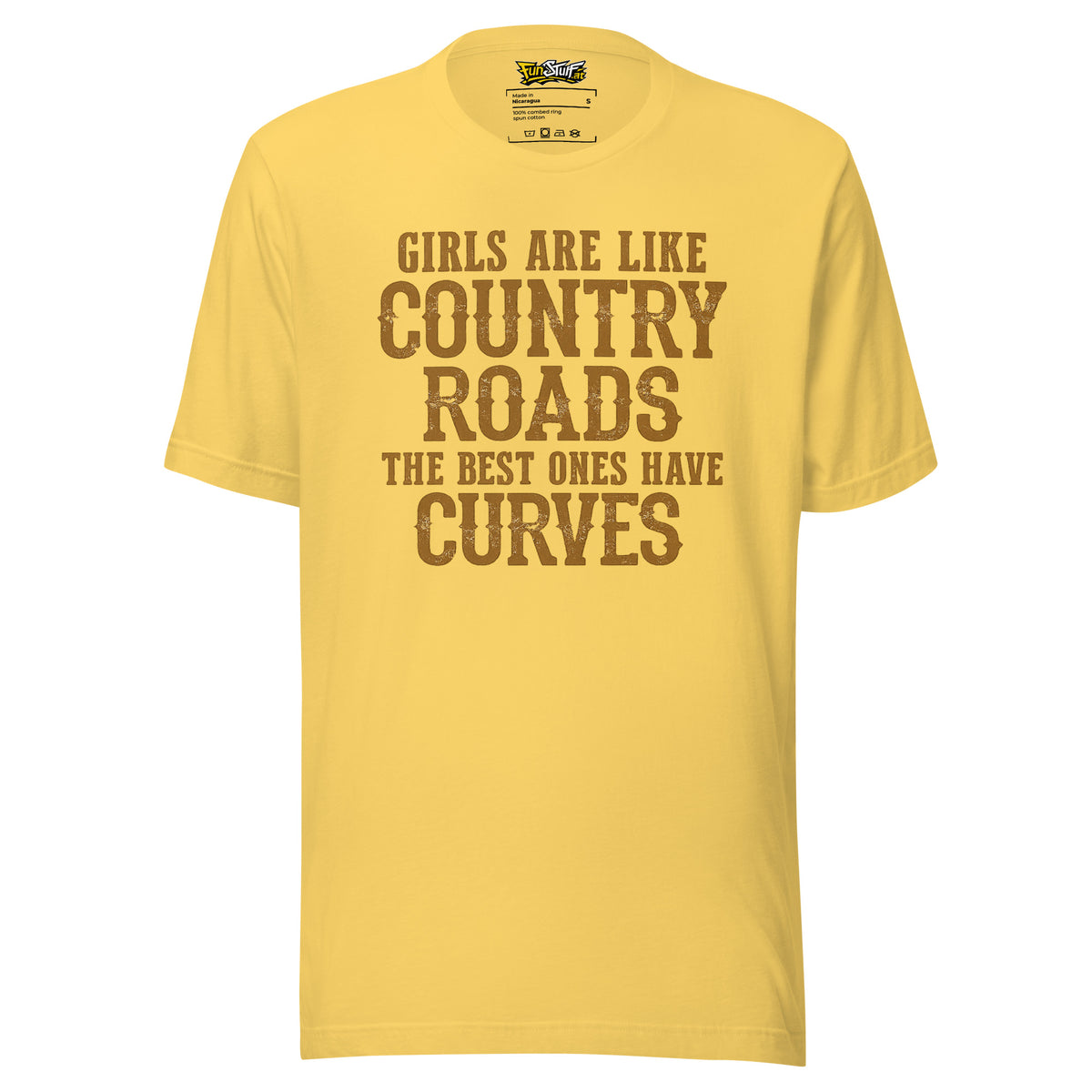Girls Are Like Country Roads – Unisex T-Shirt – gelb, Vorderansicht