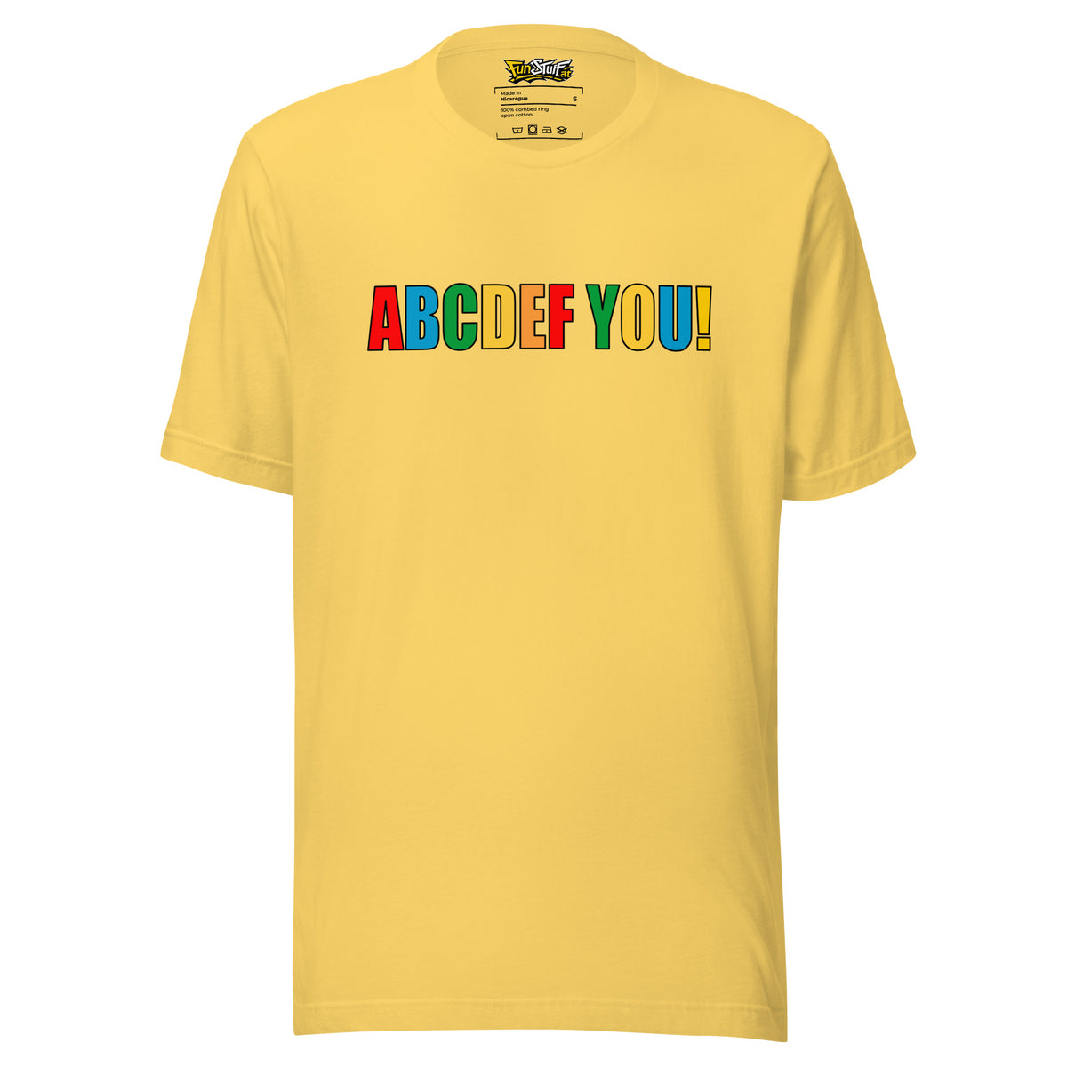 ABCDEF YOU! – Unisex T-Shirt – gelb, Vorderansicht