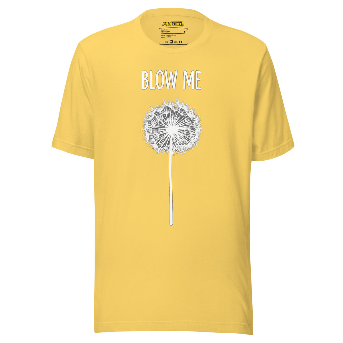 Blow Me – Pusteblume – Unisex T-Shirt – gelb, Vorderansicht