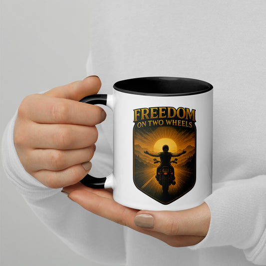 Freedom on Two Wheels - Tasse mit farbiger Innenseite