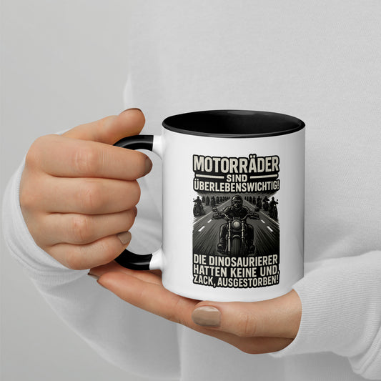 Motorräder sind überlebenswichtig – Biker Tasse mit farbiger Innenseite