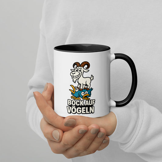 Bock auf Vögeln - Tasse mit farbiger Innenseite