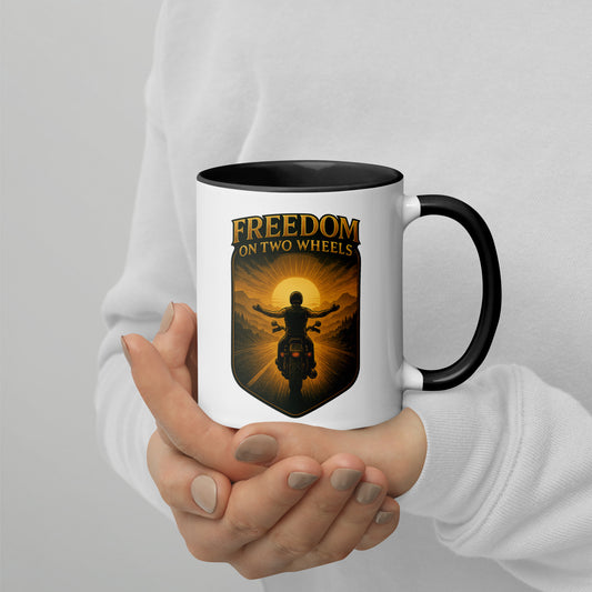 Freedom on Two Wheels - Tasse mit farbiger Innenseite