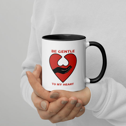 Be gentle - mug with colored inside
