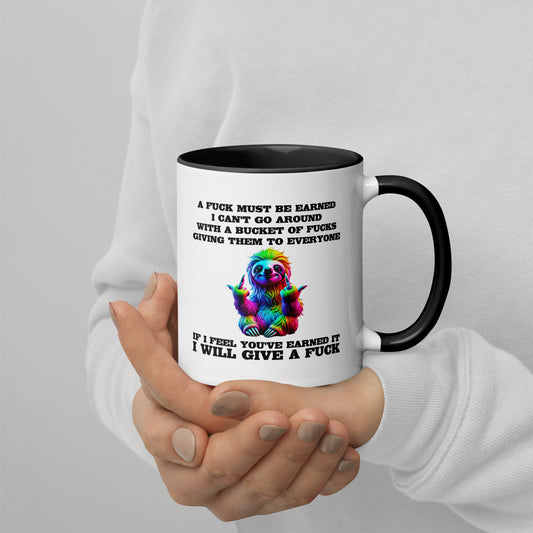 Earned My F*ck - Tasse mit farbiger Innenseite