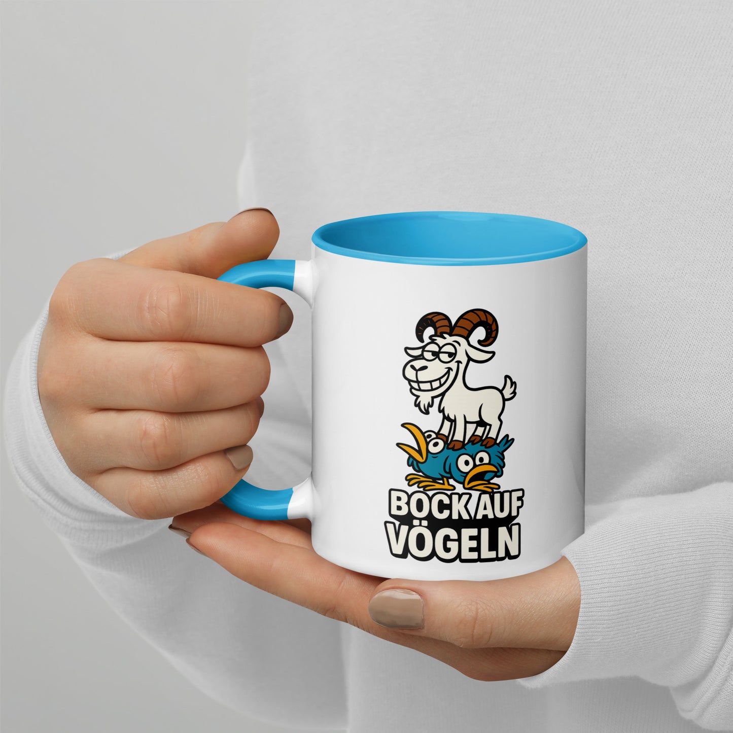 Bock auf Vögeln - Tasse mit farbiger Innenseite
