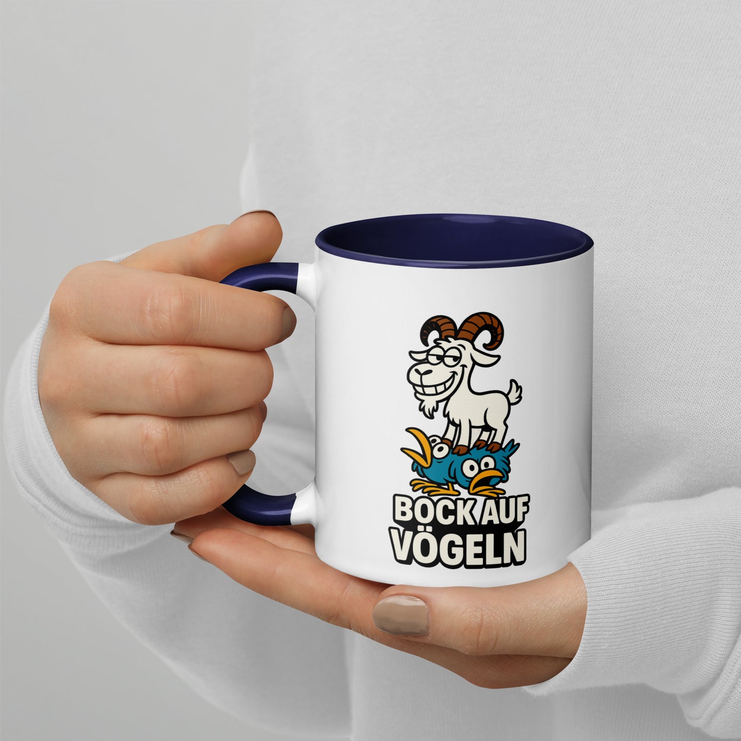Bock auf Vögeln - Tasse mit farbiger Innenseite