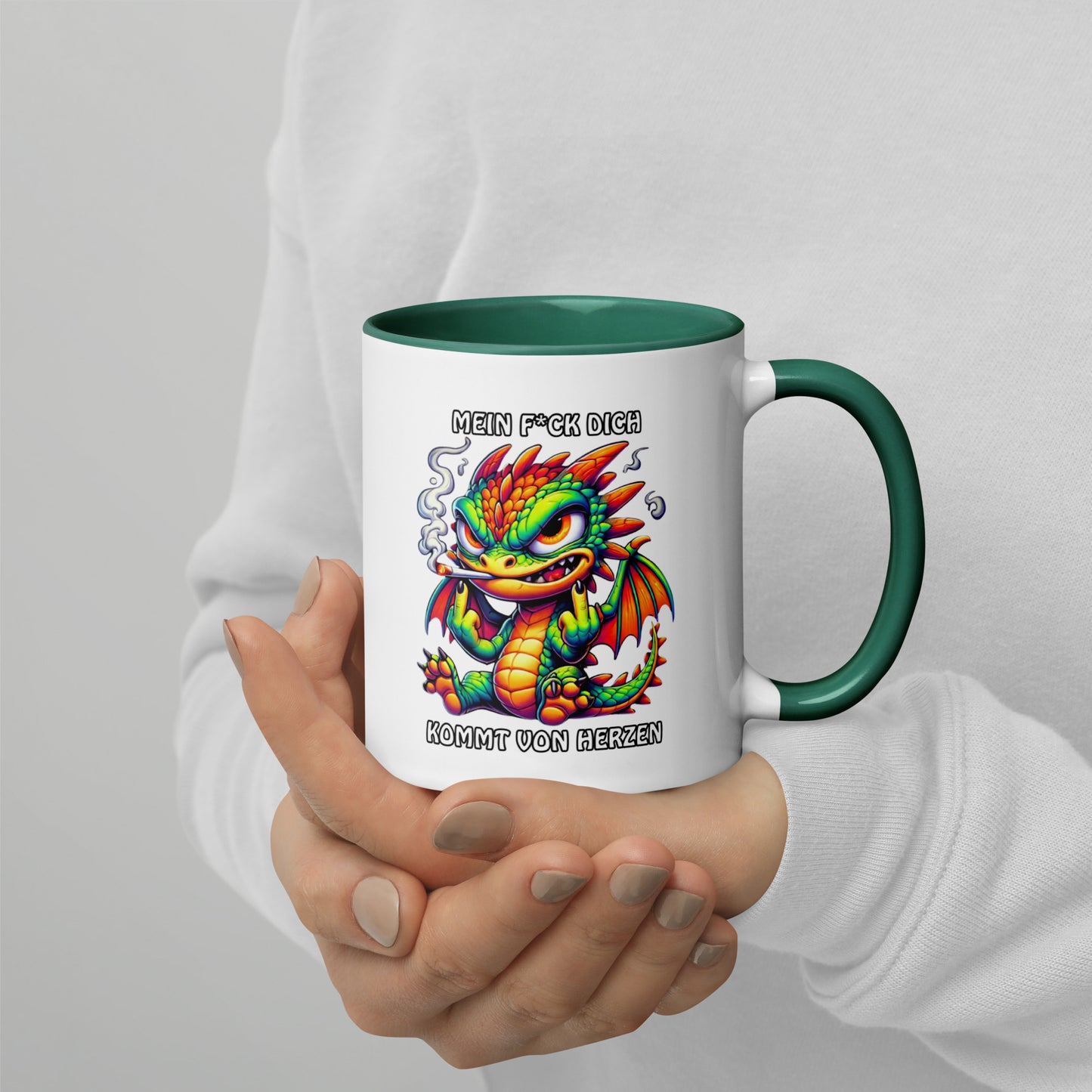 Smoko – Mein F*ck Dich kommt von Herzen - Tasse mit farbiger Innenseite