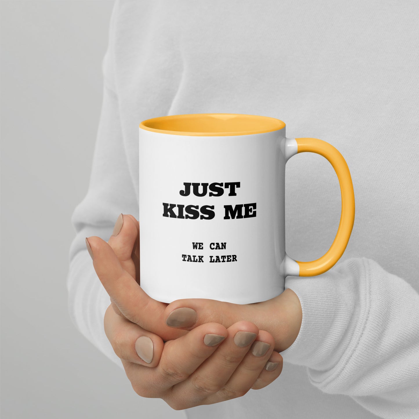Just Kiss Me - Tasse mit farbiger Innenseite