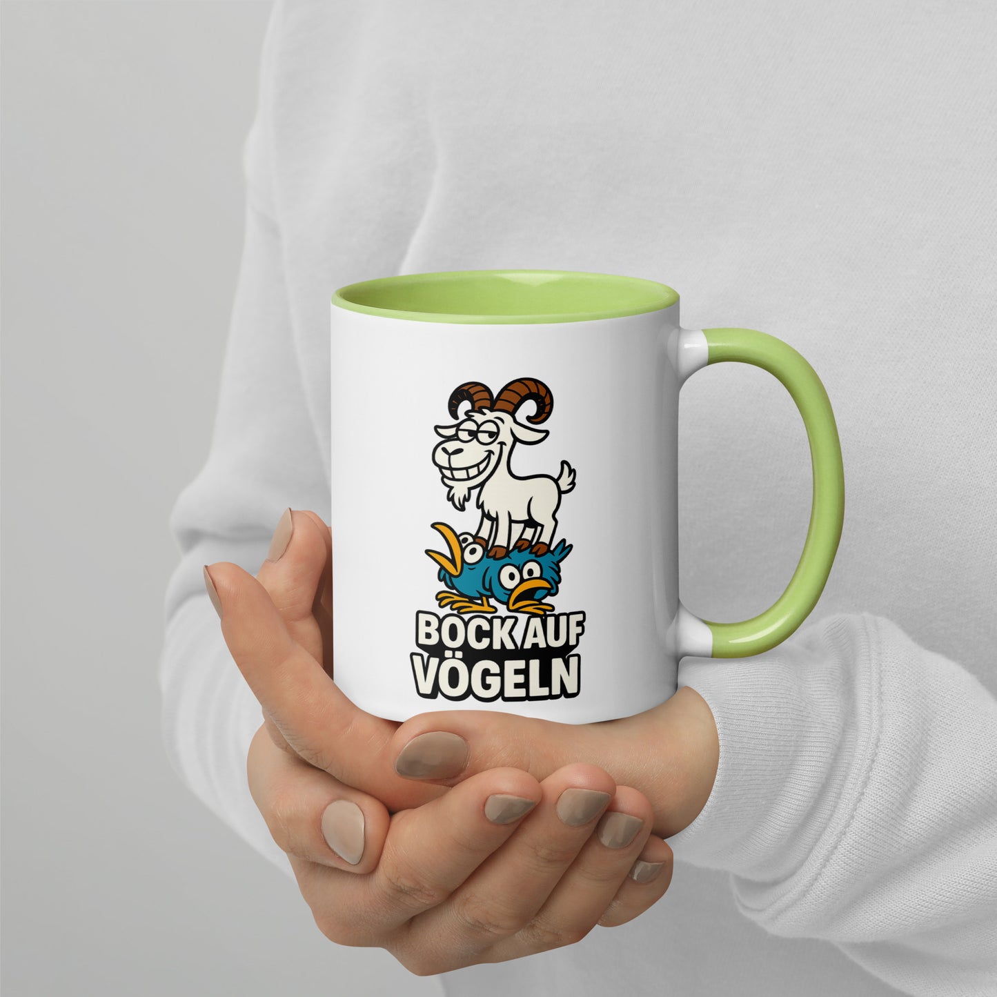 Bock auf Vögeln - Tasse mit farbiger Innenseite