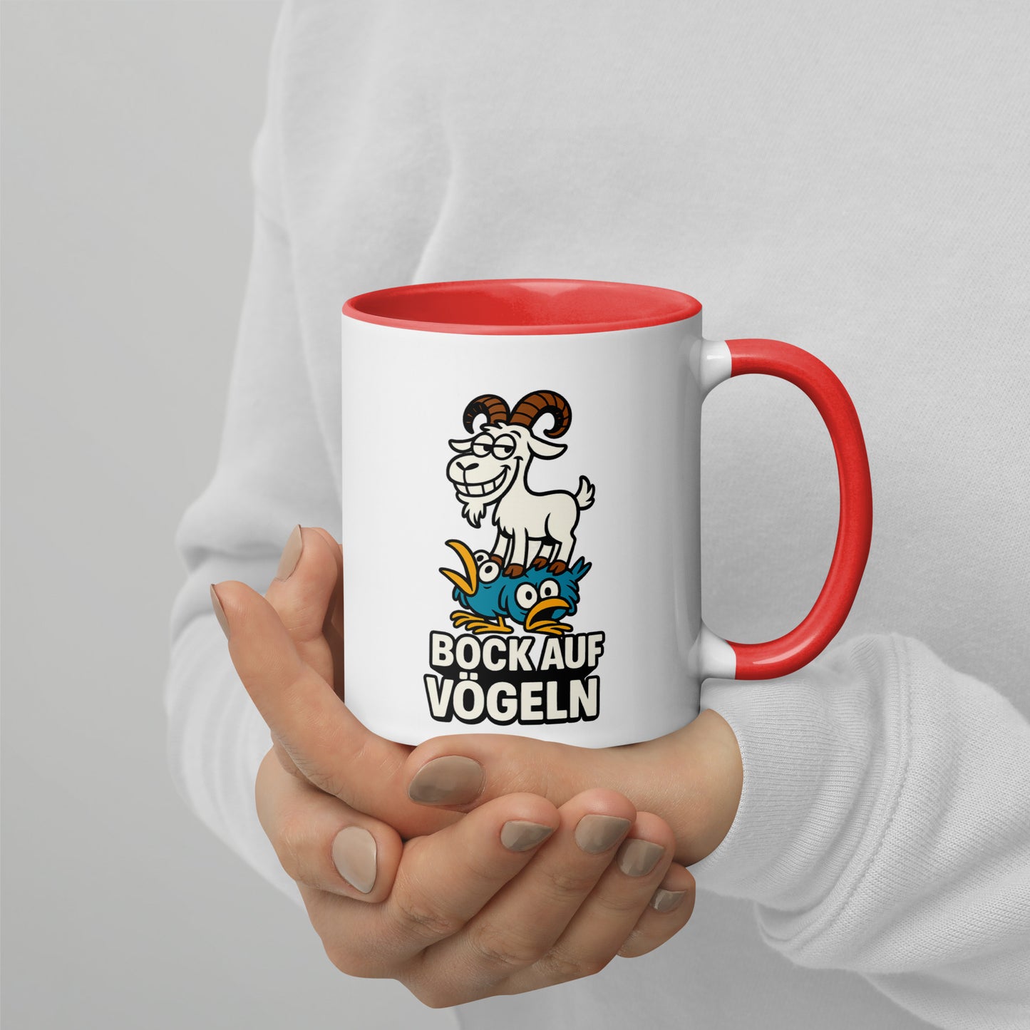 Bock auf Vögeln - Tasse mit farbiger Innenseite