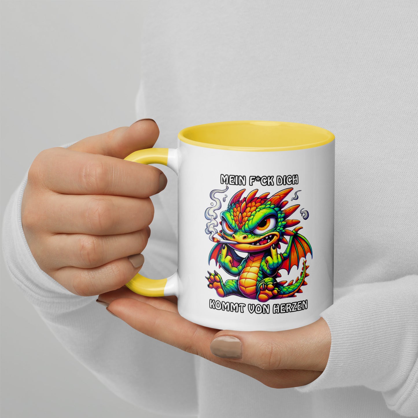 Smoko – Mein F*ck Dich kommt von Herzen - Tasse mit farbiger Innenseite