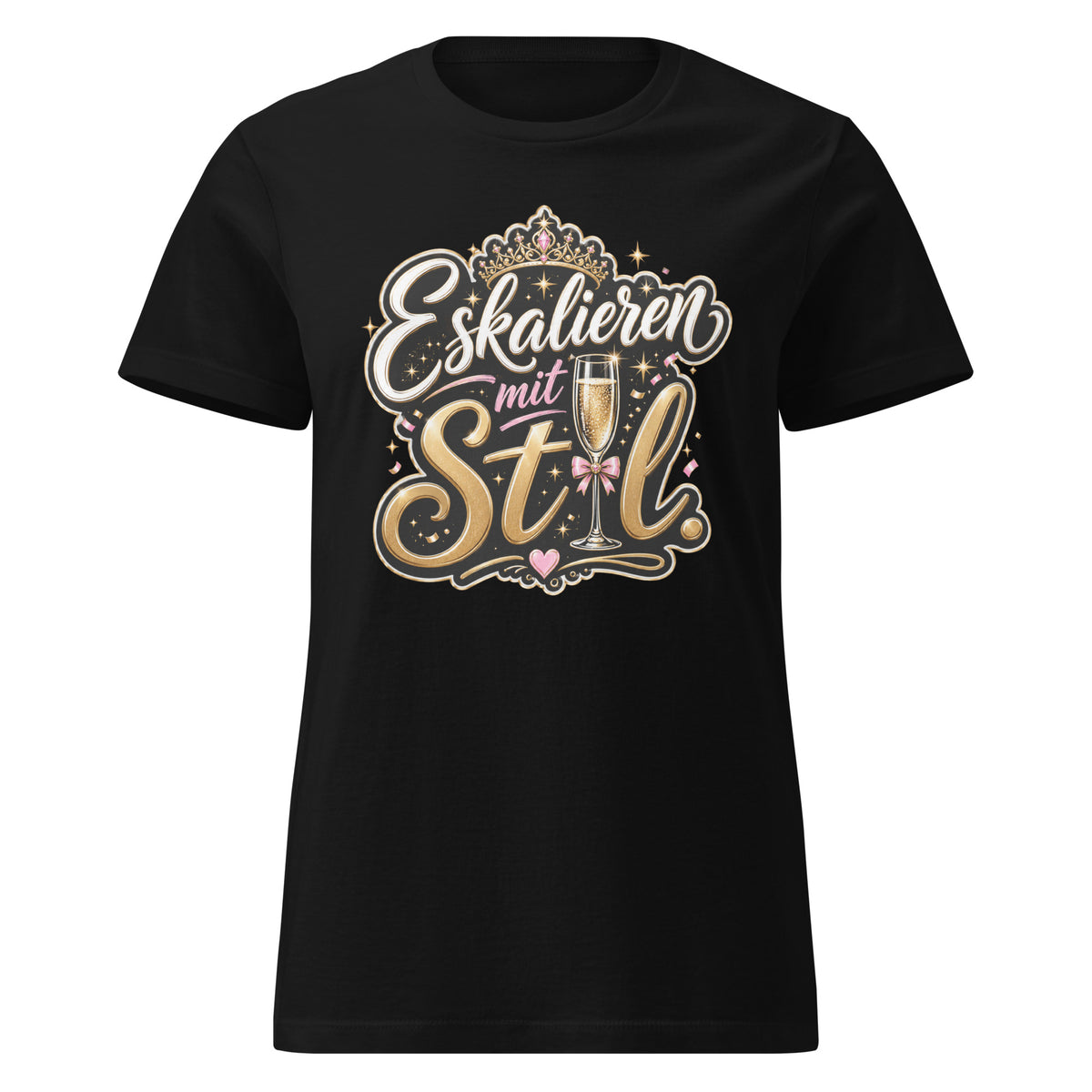 Eskalieren mit Stil - Braut backprint – Damen Softstyle T-Shirt – schwarz, Vorderansicht