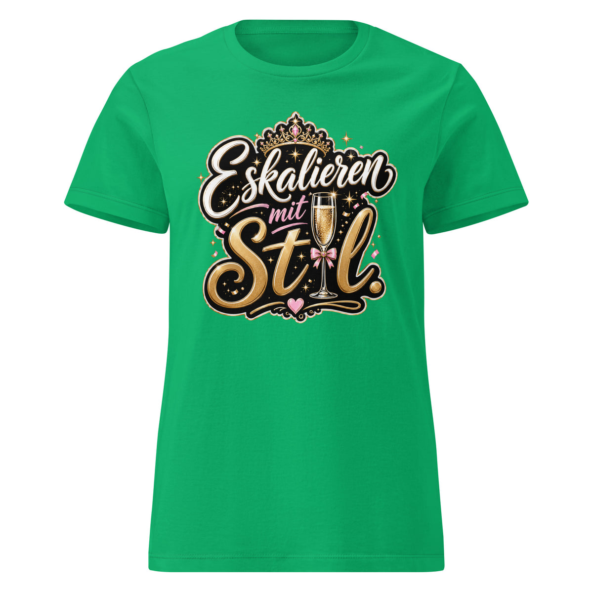 Eskalieren mit Stil - Braut backprint – Damen Softstyle T-Shirt – grün, Vorderansicht