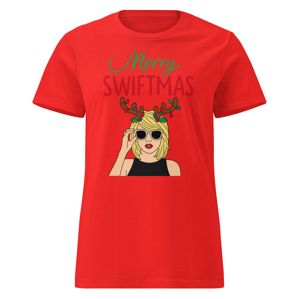 Merry Swiftmas T-Shirt für Damen – rot, Vorderansicht